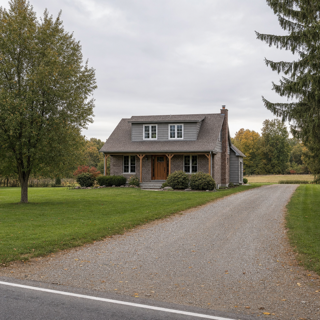 A calm single-family home exterior on a quiet West New York street, representing the household size and daily water use that decides how often a septic tank needs pumping