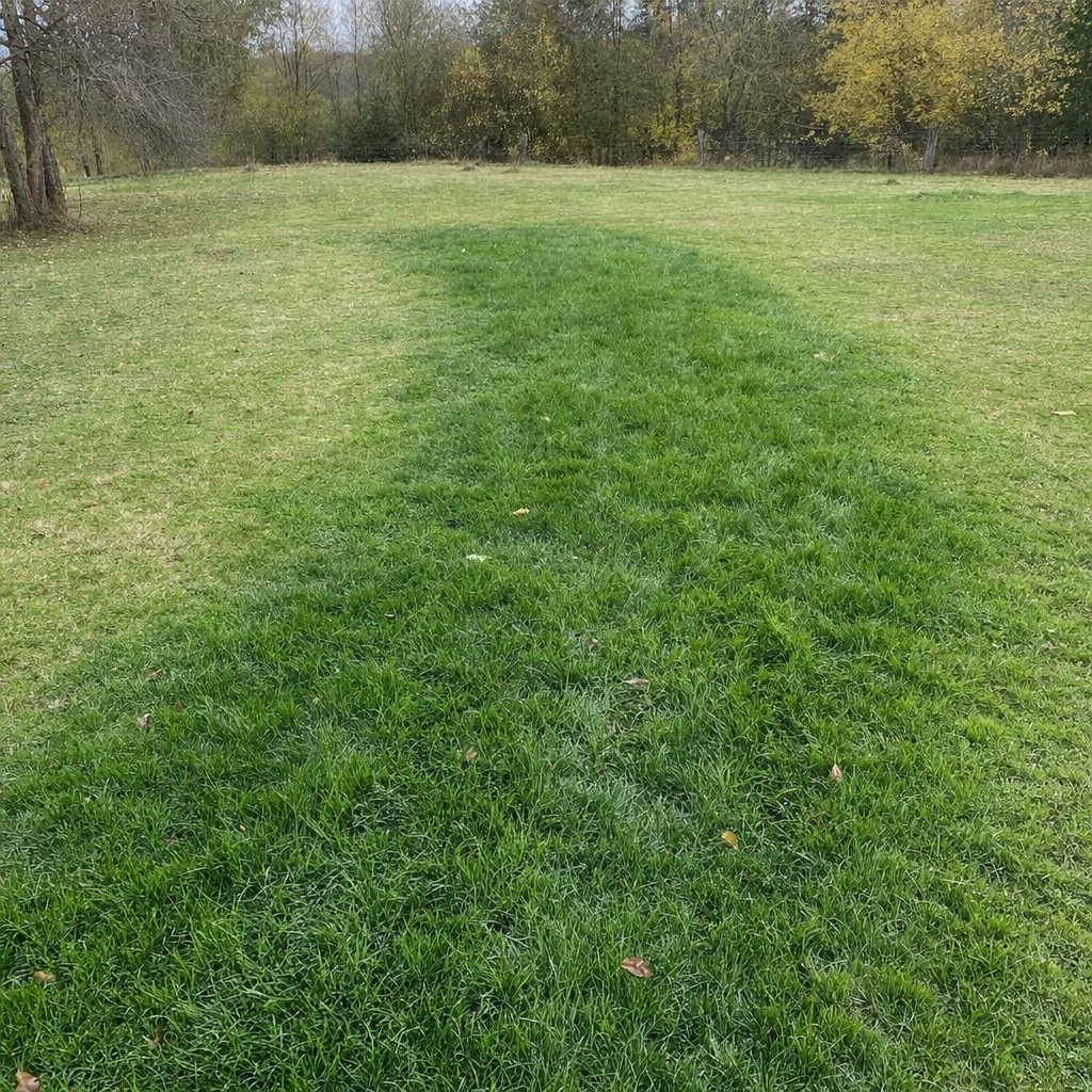 A soggy, unusually green patch of lawn over the drain field of a West New York home, a sign the septic tank needs pumping